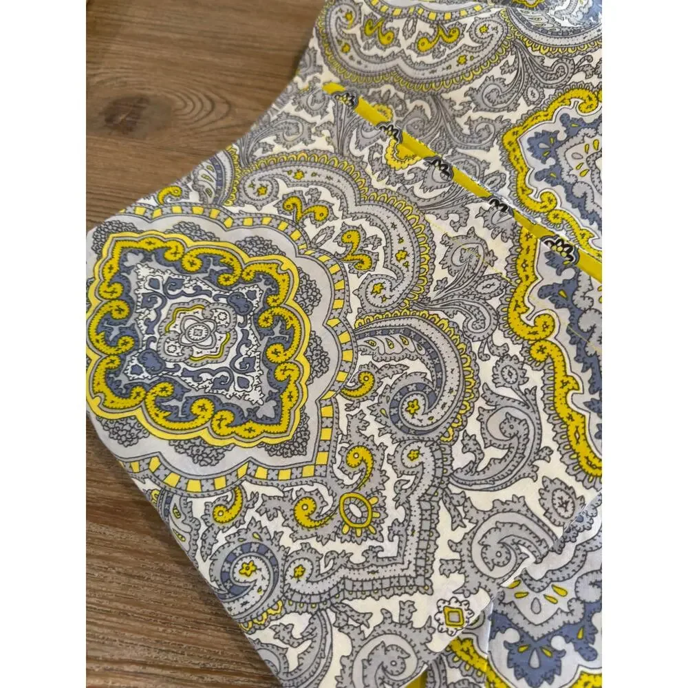 King Size Cotton Duvet Cover & Shams Gray Yellow Classic Medallion Print